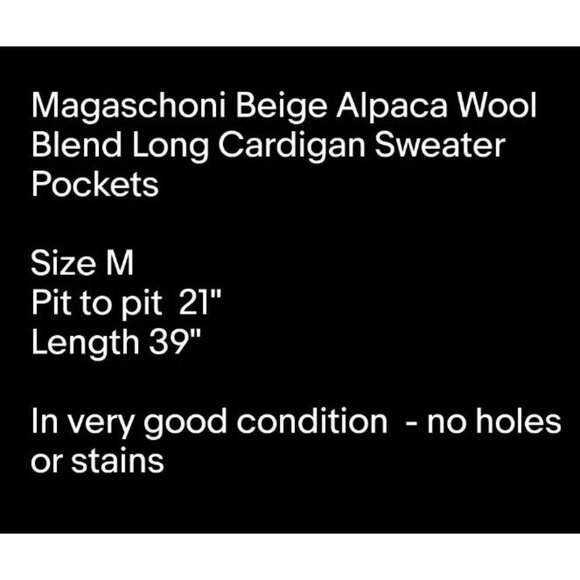Magaschoni Beige Alpaca Wool Blend Long Cardigan Sweater Pockets Sz M - Picture 7 of 7